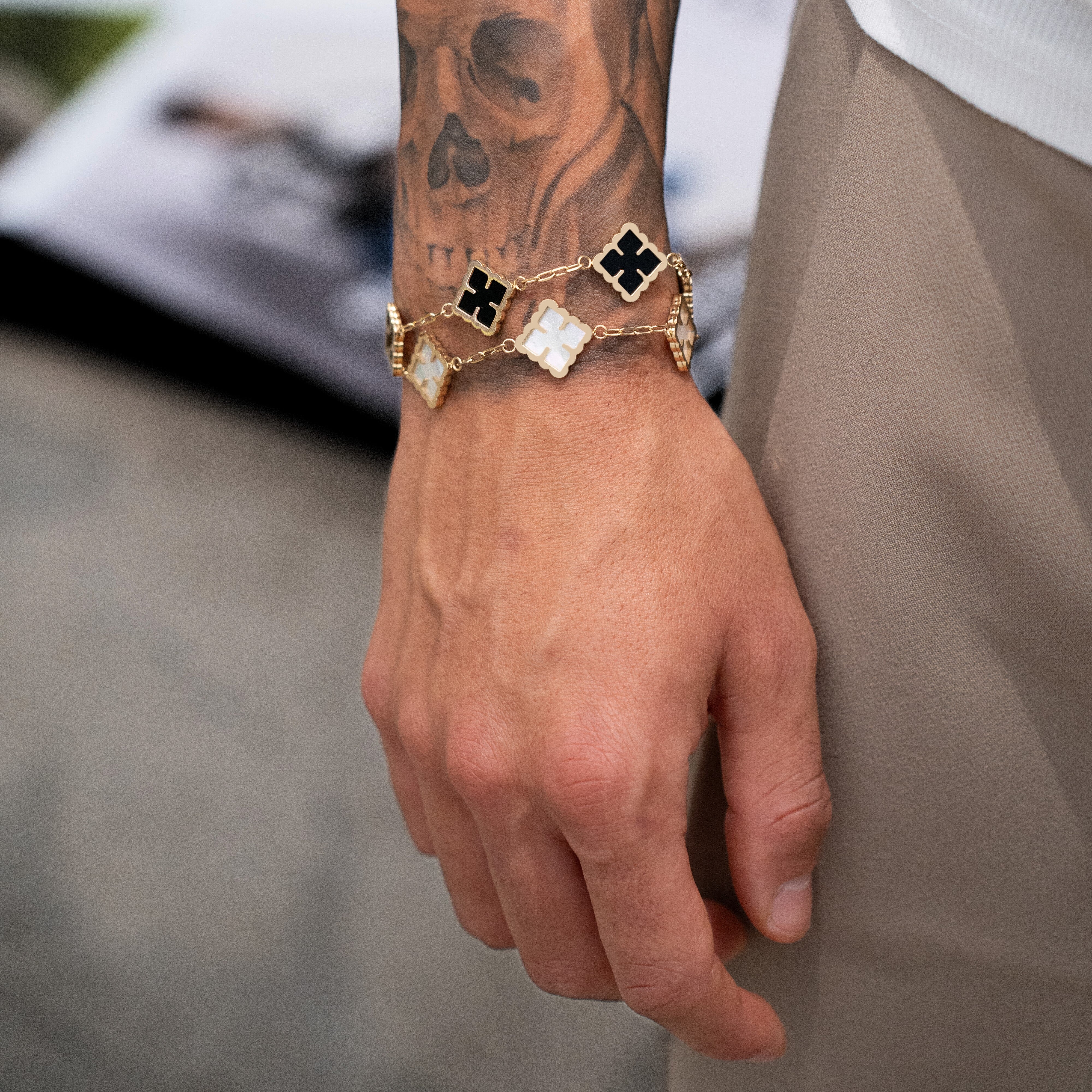 Clover Bracelet Perlmutt Weiß (Gold)