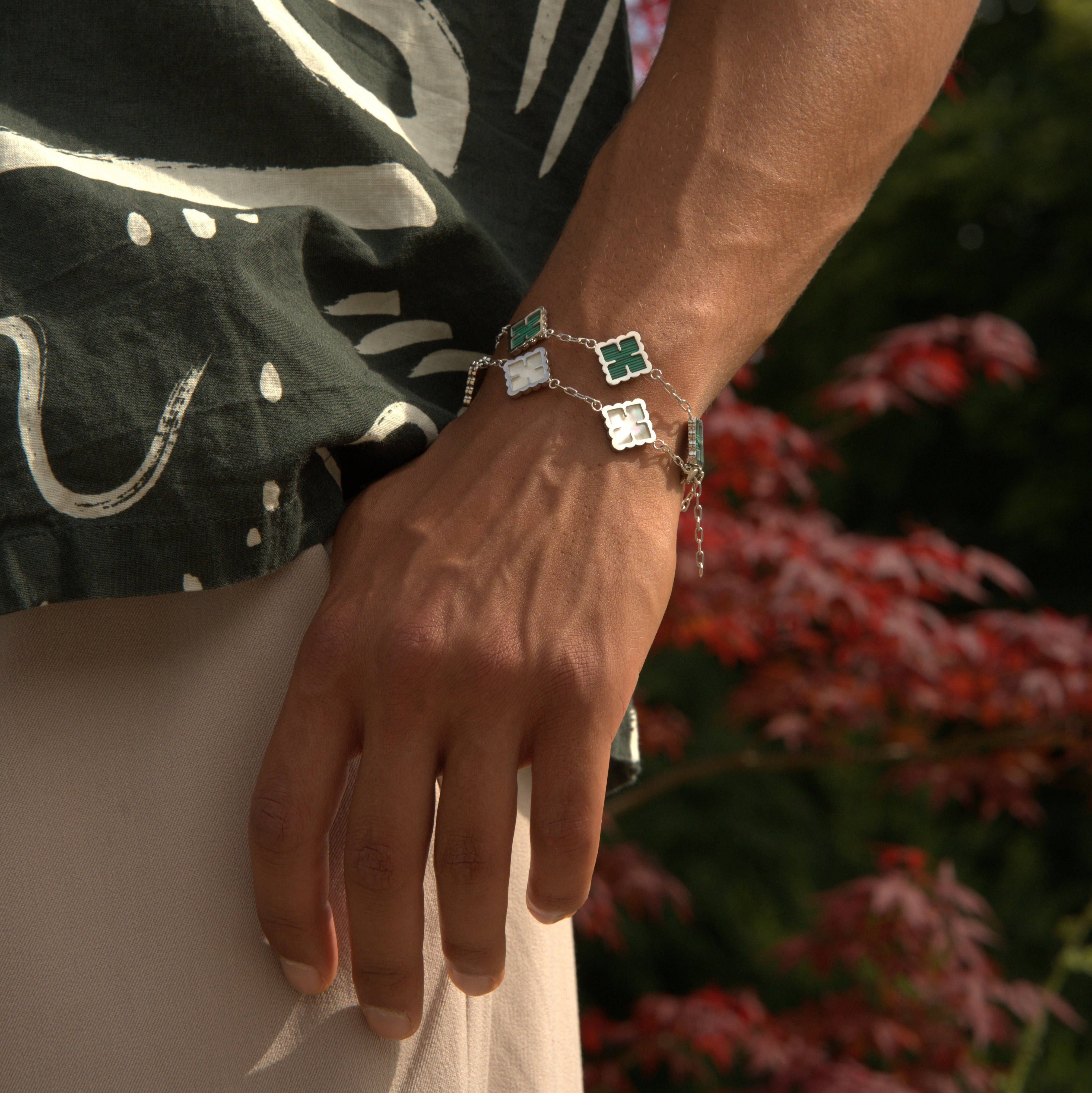 Clover Bracelet Perlmutt Weiß (Silber)