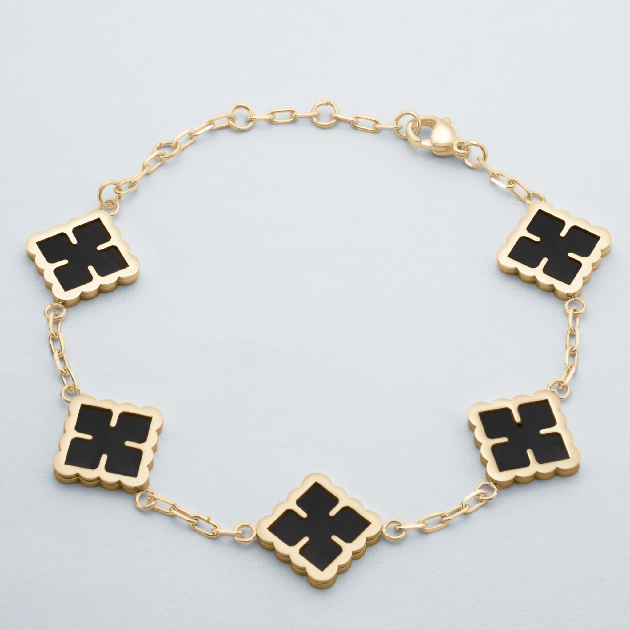 Clover Bracelet Schwarz (Gold)