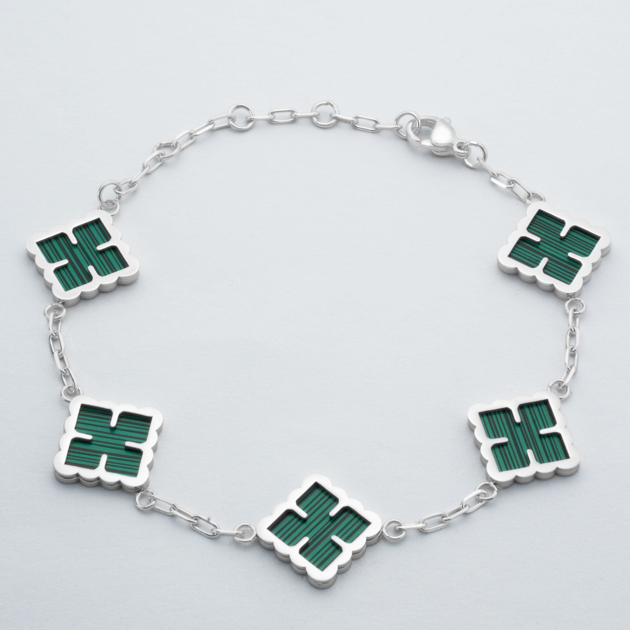 Clover Bracelet Grün (Silber)